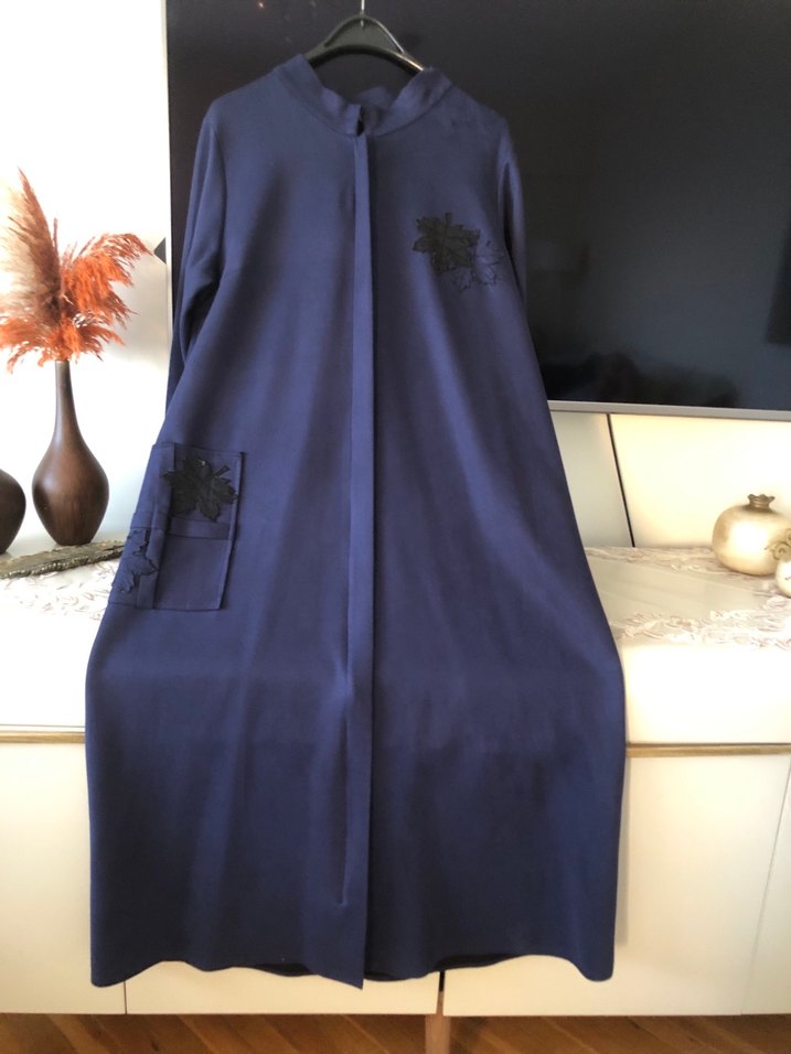 Uzun Lacivert Kadın Bornoz - Görsel 2