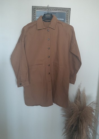 Düğmeli Kahverengi Kadın kot ceket hiç kullanılmadı - Görsel 8