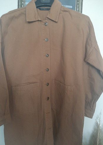 Düğmeli Kahverengi Kadın kot ceket hiç kullanılmadı - Görsel 7