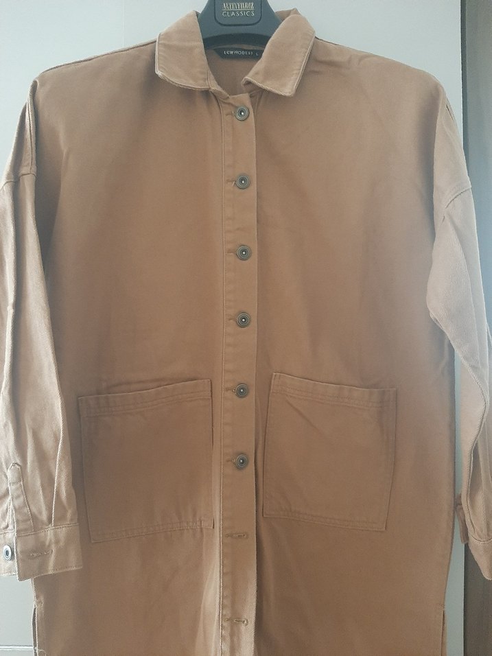 Düğmeli Kahverengi Kadın kot ceket hiç kullanılmadı - Görsel 5