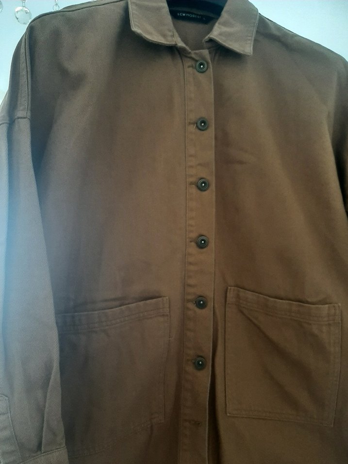 Düğmeli Kahverengi Kadın kot ceket hiç kullanılmadı - Görsel 3