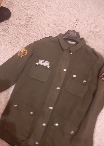 Düğmeli Haki Kadın Ceket - Görsel 4