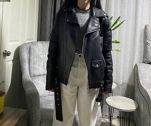 Bershka suni deri biker ceket
