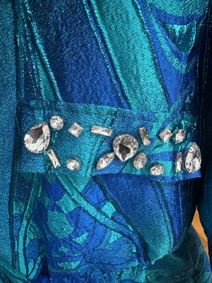 Mavi Desenli Düğmeli Uzun Hamile Ceketi - Görsel 2