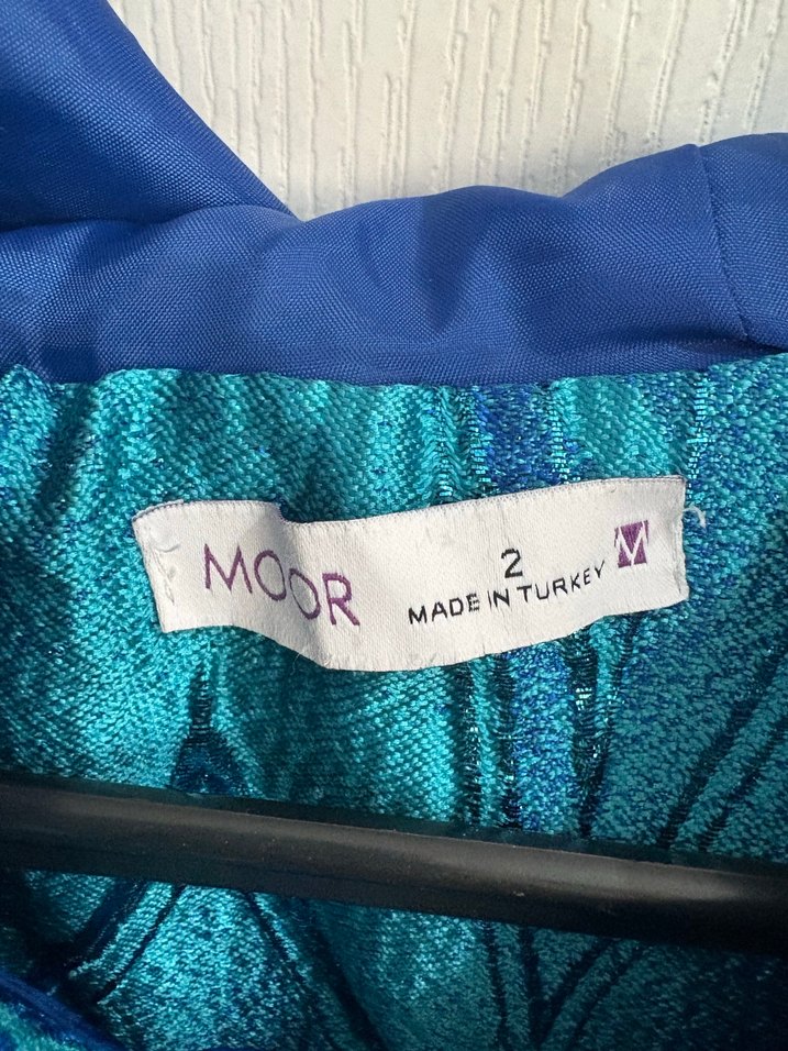 Mavi Desenli Düğmeli Uzun Hamile Ceketi - Görsel 3