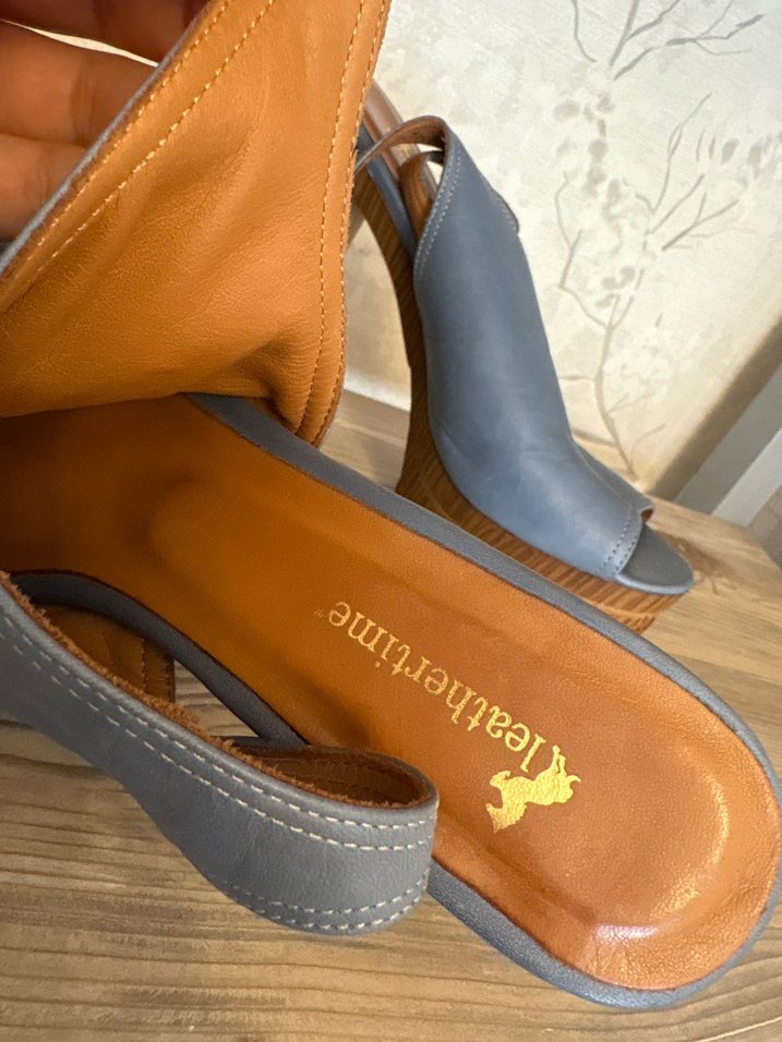 Klasik Gri Deri Platform Topuklu - Görsel 3