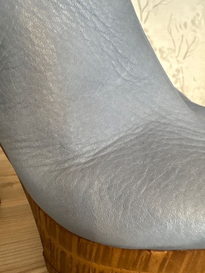 Klasik Gri Deri Platform Topuklu - Görsel 2