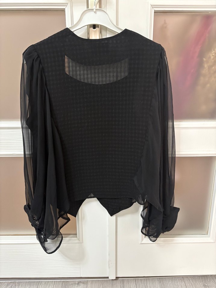 Düğmeli Siyah Gotik Mini Bluz - Görsel 3