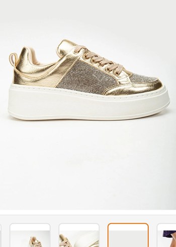 39 Beden altın Renk Altın Renkli Parlak Platform Sneakers
