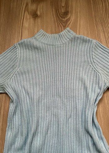 Bebek mavisi Triko Boğazlı Kadın Kazak - Görsel 2