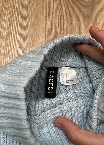 Bebek mavisi Triko Boğazlı Kadın Kazak - Görsel 3