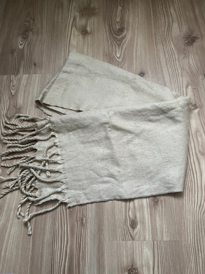 Bej Püsküllü Keten Bohem Kadın Şal - Görsel 2