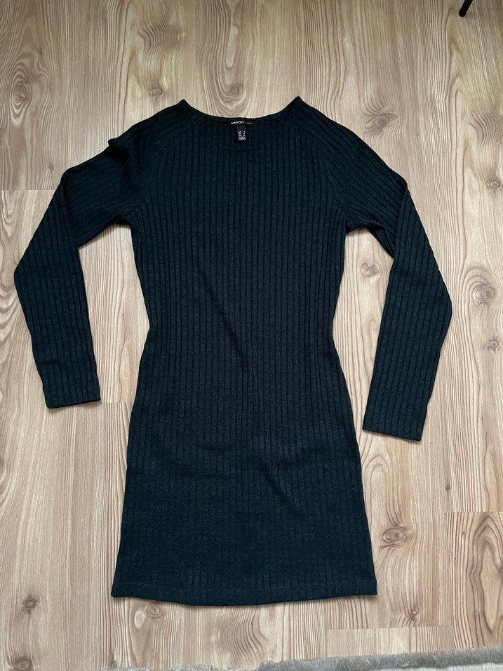 Siyah Kadın Uzun Kollu Triko Elbise - Görsel 4