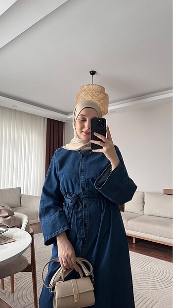 l Beden Denim elbise