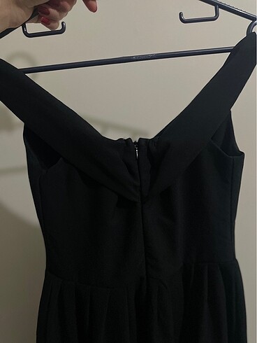 Özel gün elbisesi Siyah Kayık Yaka Elbise - Görsel 7