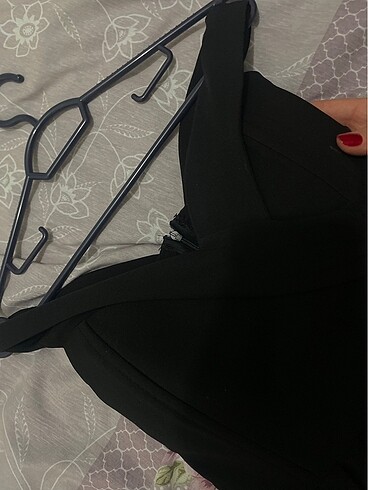 Özel gün elbisesi Siyah Kayık Yaka Elbise - Görsel 6