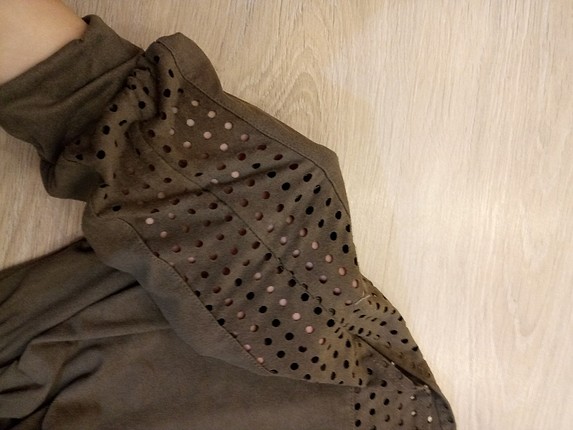 süet delik detaylı elbise