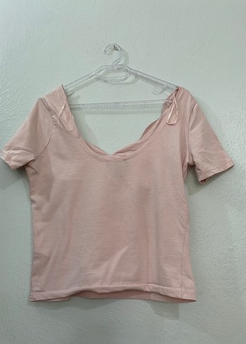 V Yaka Kısa Kollu Kadın Tişört - Görsel 3