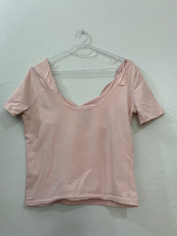 V Yaka Kısa Kollu Kadın Tişört - Görsel 3