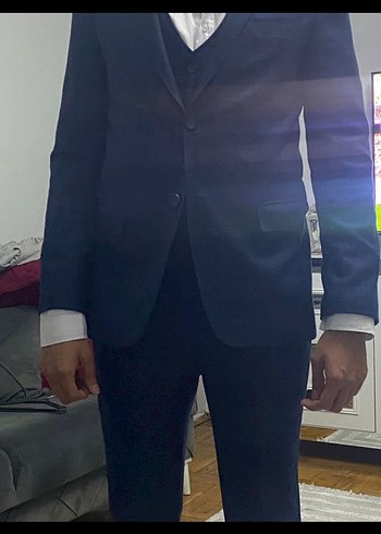 Diğer Koyu Mavi Erkek Takım Elbise, yelekli