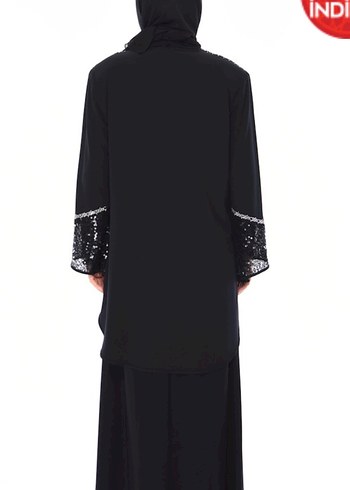Boncuk İşlemeli Siyah Uzun Kollu Tunik abiye - Görsel 4