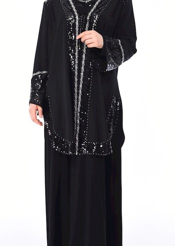 Boncuk İşlemeli Siyah Uzun Kollu Tunik abiye - Görsel 3
