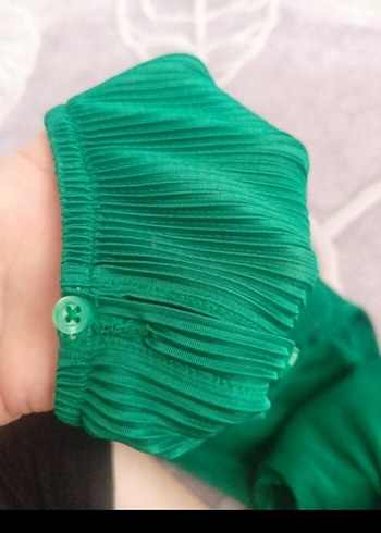 Kadın Yeşil Uzun Pilili Bohem Tulum - Görsel 4