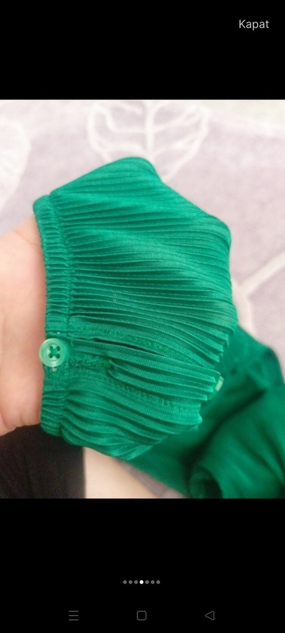 Kadın Yeşil Uzun Pilili Bohem Tulum - Görsel 4