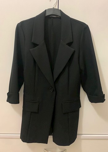 Düğmeli Siyah Kadın Blazer Ceket