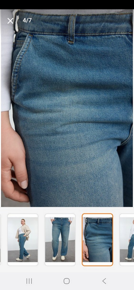 Kadın Mavi Bol Kesim Midi Jean - Görsel 2