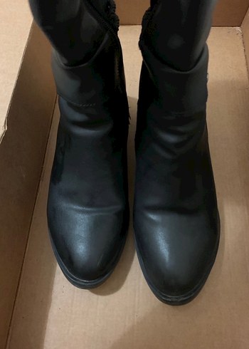 Kadın Siyah Deri Tokalı çizme - Görsel 4