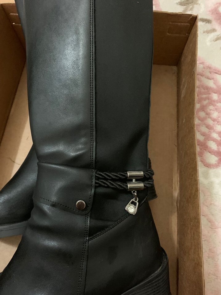 Kadın Siyah Deri Tokalı çizme - Görsel 3