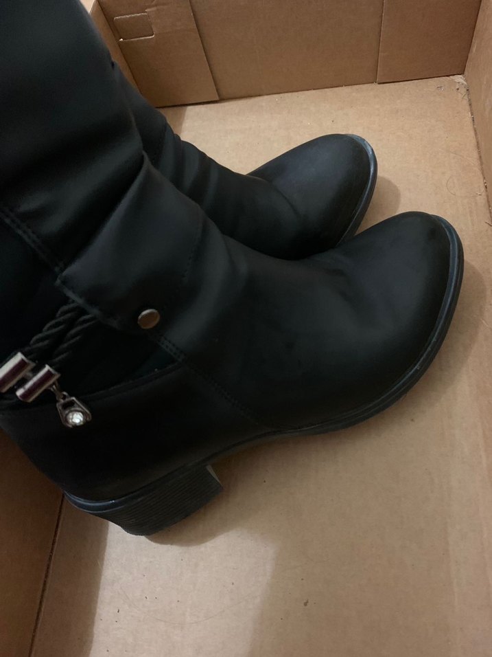 Kadın Siyah Deri Tokalı çizme - Görsel 5