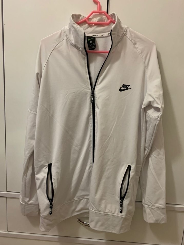 Beyaz Nike Fermuarlı Spor Ceket - Görsel 2