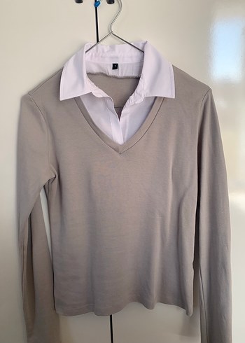 GriPamuklu Uzun Kollu Kadın Gömlek - Görsel 2