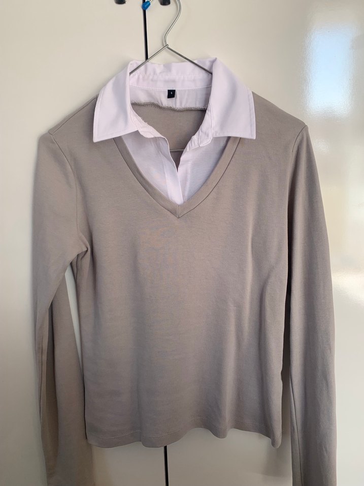 GriPamuklu Uzun Kollu Kadın Gömlek - Görsel 2