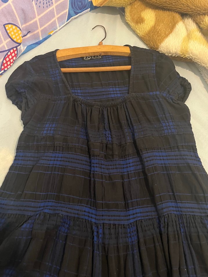 Siyah Kareli Midi elbise - Görsel 2