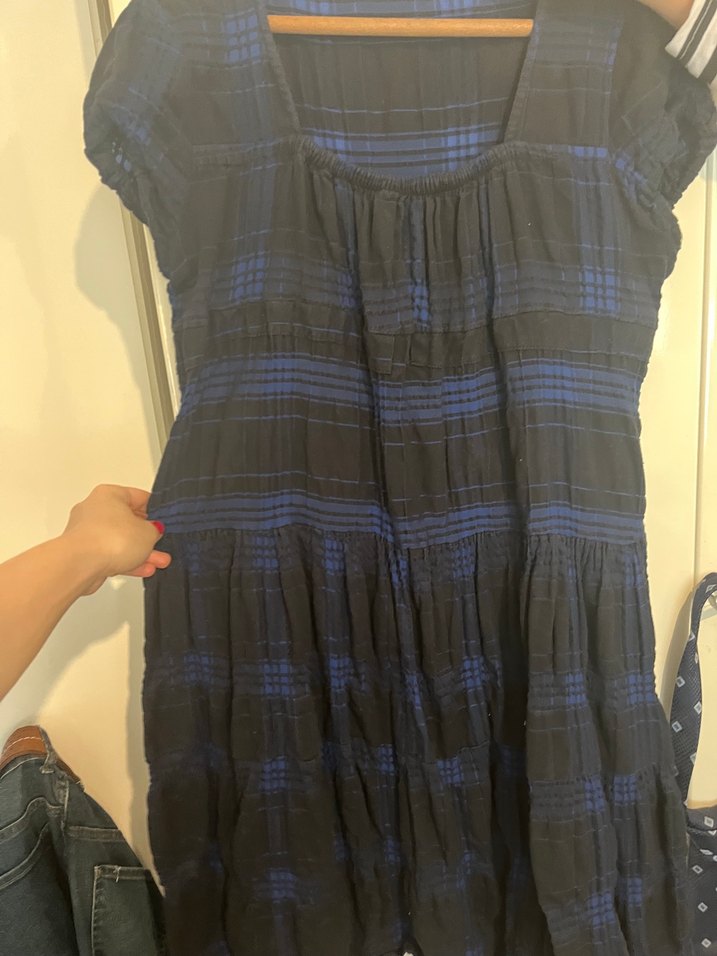 Siyah Kareli Midi elbise - Görsel 3