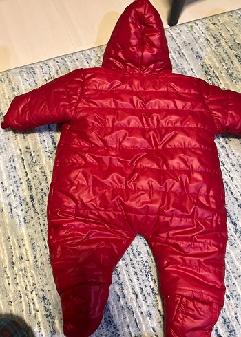 Kız Bebek Kırmızı Kürklü Kapüşonlu Tulumu - Görsel 2