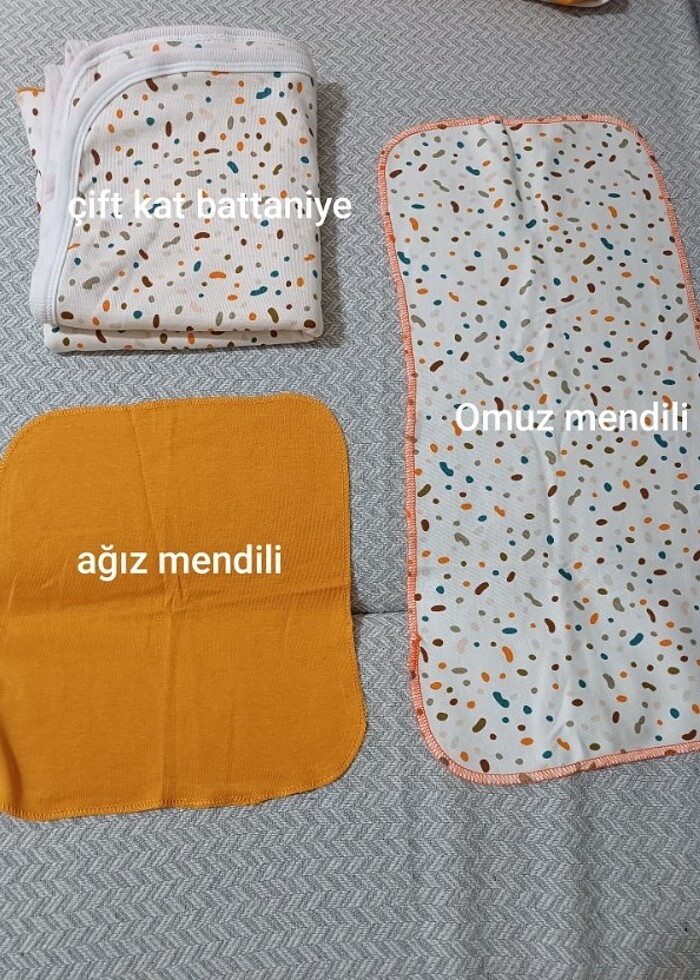 100/100 Pamuk çift katlı bebek battaniyesi seti - Görsel 3