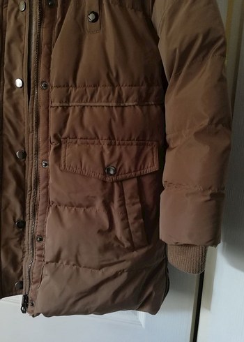 s Beden camel Renk Düğmeli Bej Kadın Midi Mont