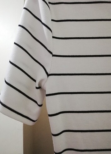 xxl Beden beyaz Renk H&M Çizgili Basic Elbise 
