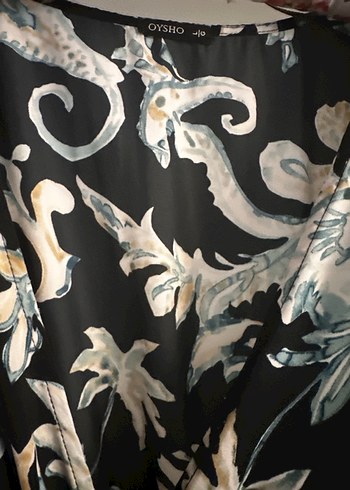 Oysho Desenli Gri Uzun Kadın Kimono