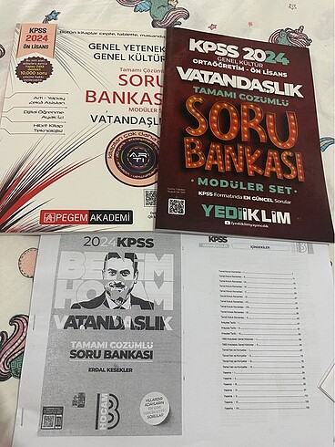 Vatandaşlık 2024 KPSS kitap ve fotokopi