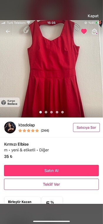 m Beden 2 elbise 1 triko kazak
