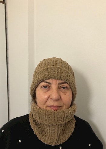 Kadın Bej el Örgü Bere ve Boyunluk - Görsel 3