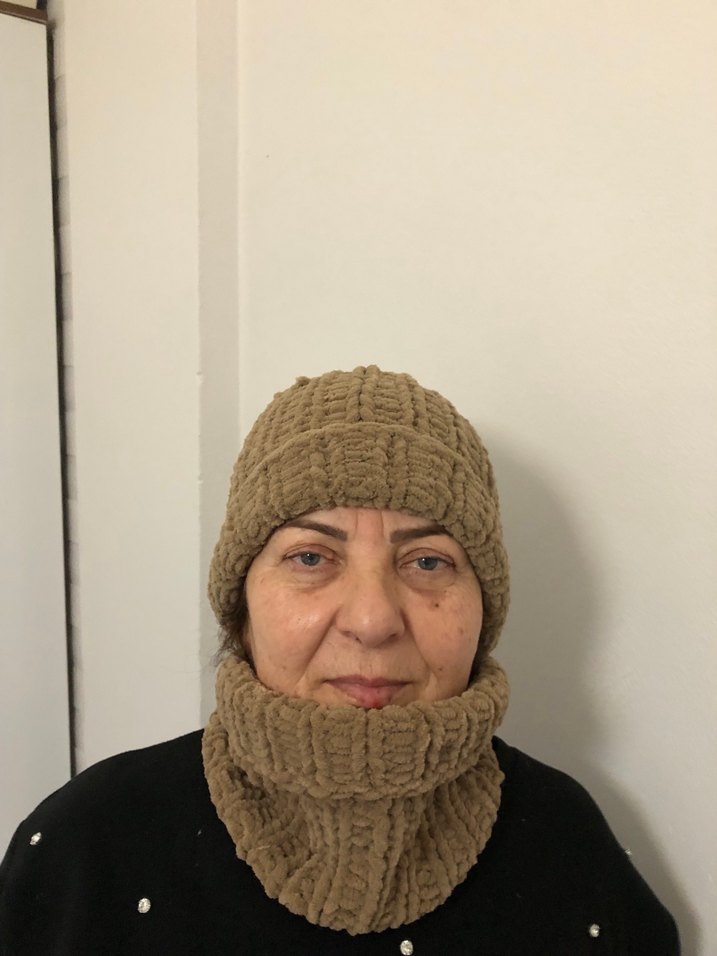 Kadın Bej el Örgü Bere ve Boyunluk - Görsel 3