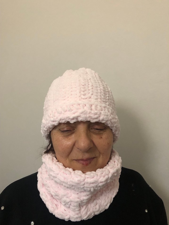 Pembe El Örgü Bere ve Boyunluk Set - Görsel 3