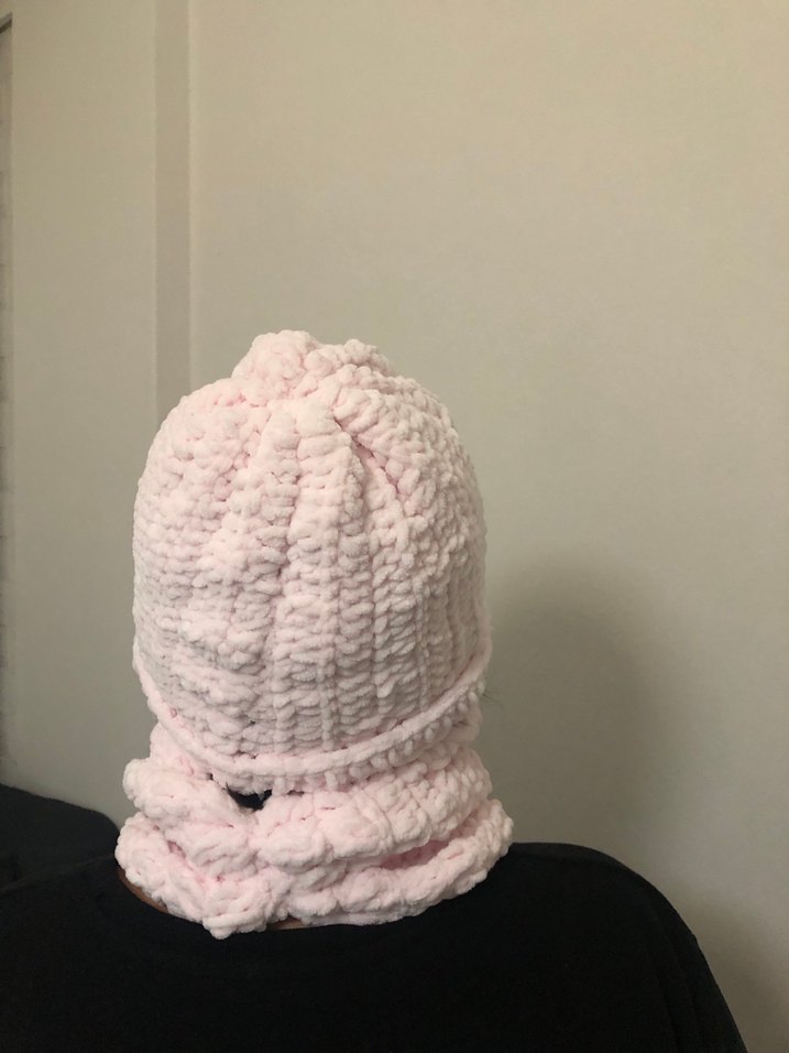 Pembe El Örgü Bere ve Boyunluk Set - Görsel 2