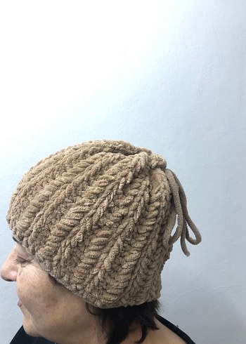 Bej el Örgü Kadın erkek Bere - Görsel 2